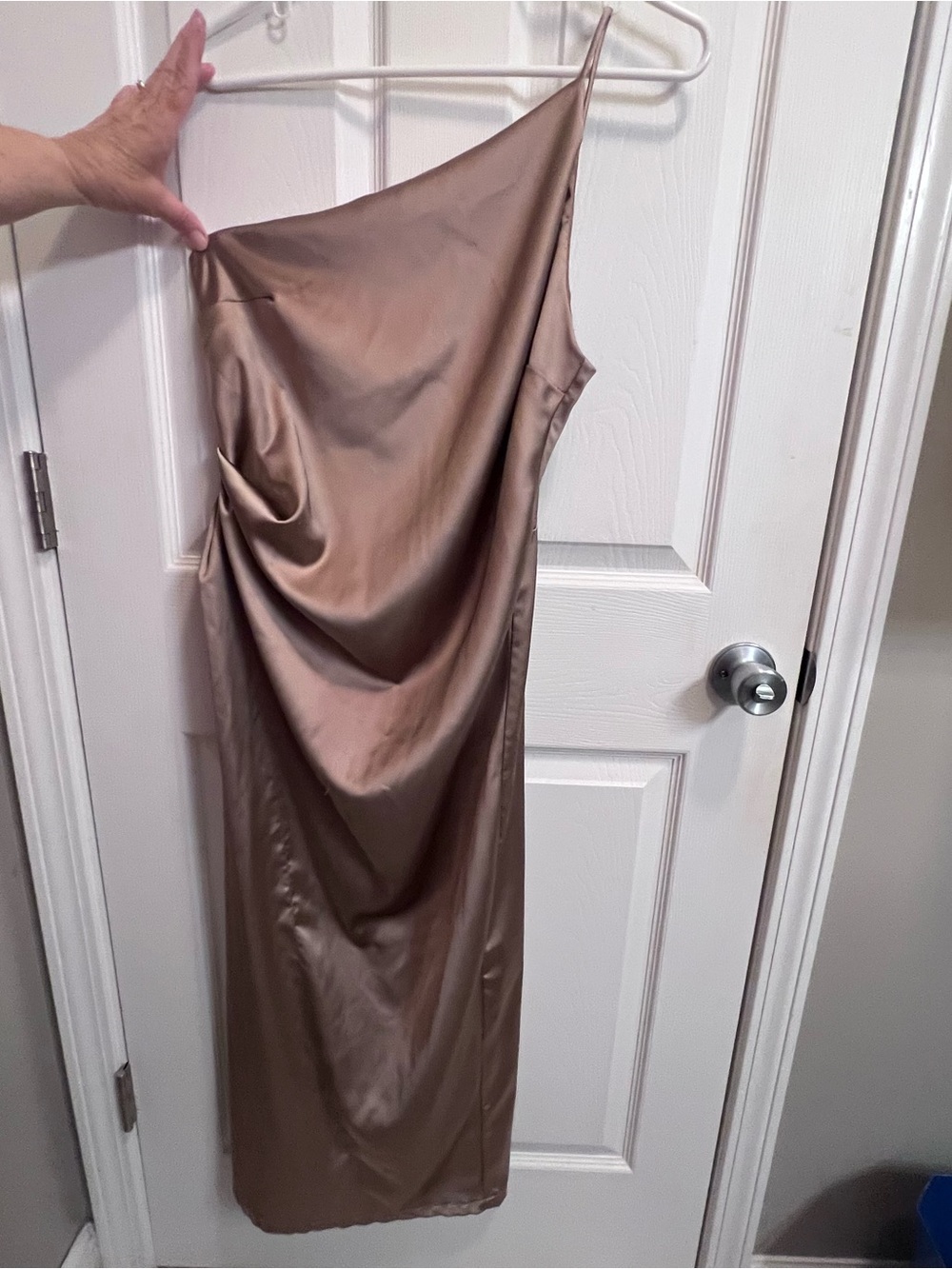 Petal & Pup Women's One Shoulder Gold Midi Cocktail Formal Party Dress Size 8